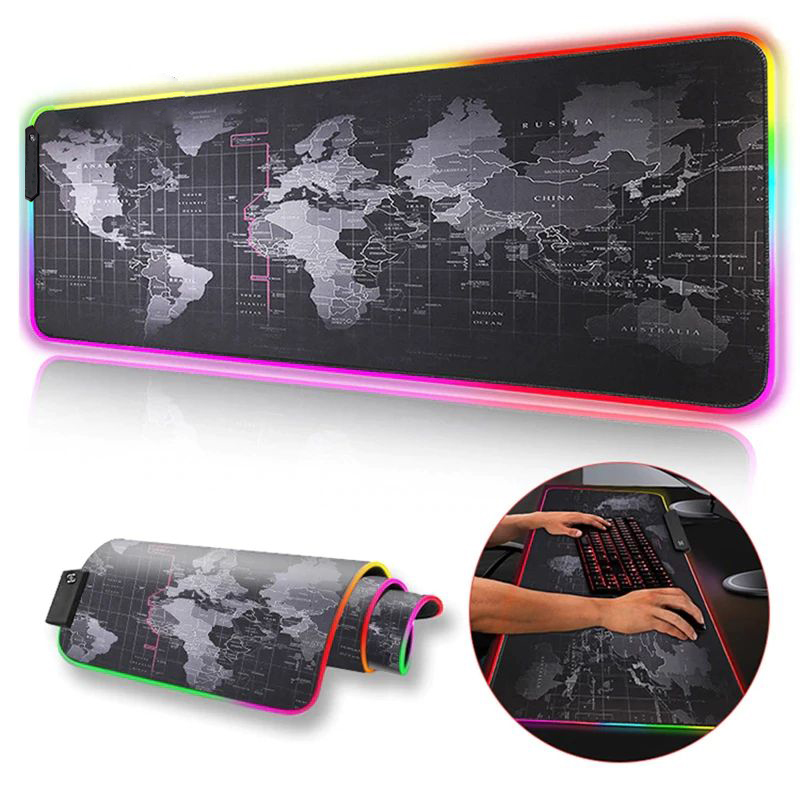 Светеща компютърна подложка с RGB осветление - World Map