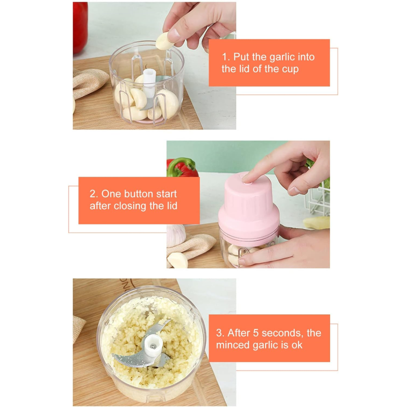 Мини кухненски чопър за месо, чесън, зеленчуци и други - безжичен