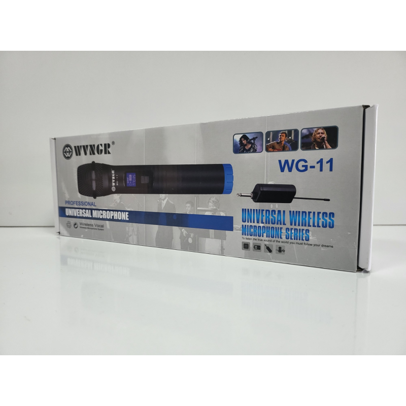 Безжичен микрофон WG-11, динамичен, предавател, приемник, JACK 6.3mm