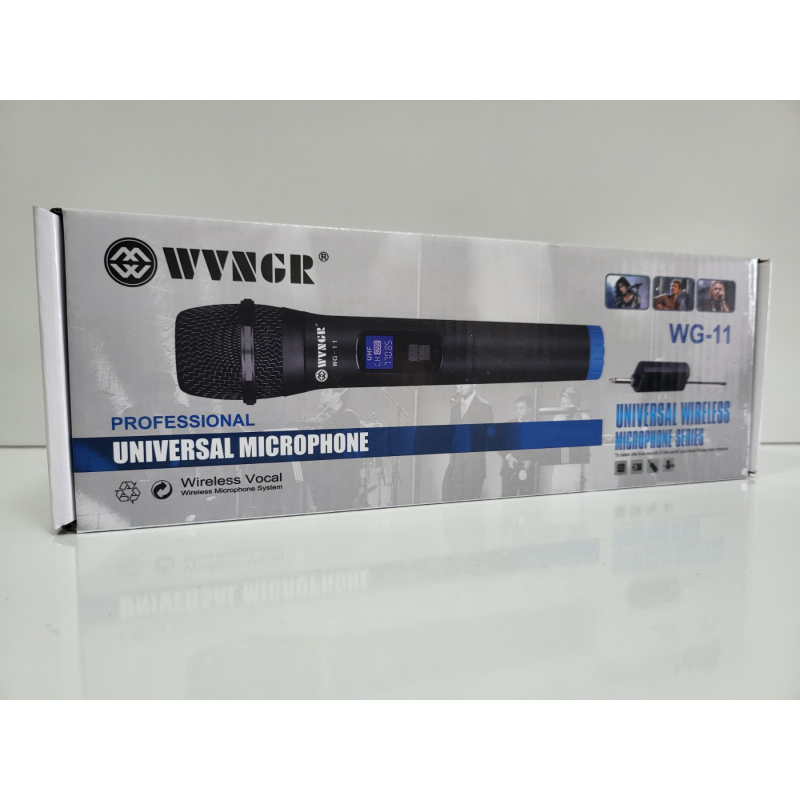 Безжичен микрофон WG-11, динамичен, предавател, приемник, JACK 6.3mm