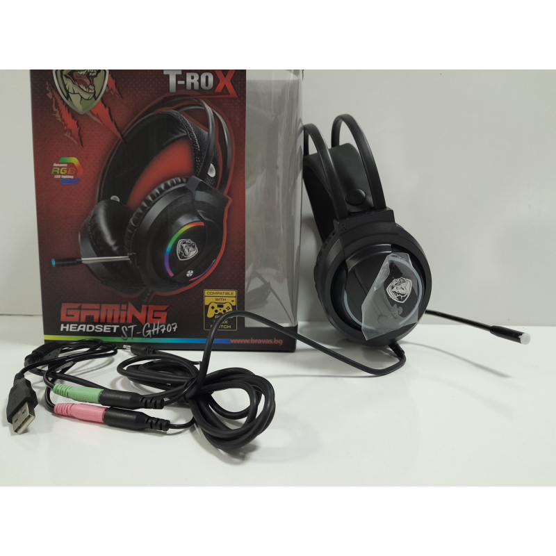 Гейминг слушалки с микрофон Roxpower T-Rox STGH707, RGB