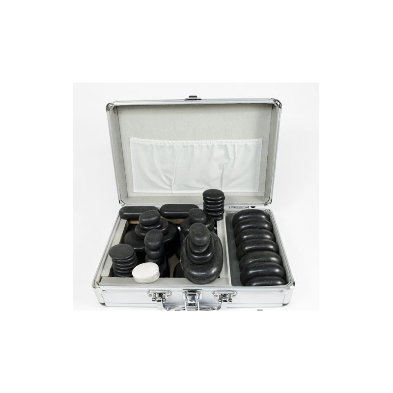 Камъни за масаж 60 бр. – в метален куфар, вулканични