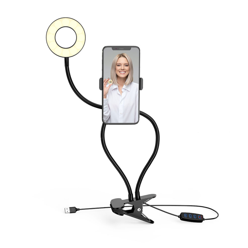 LED ринг лампа със стойка NR9102, 9см, 10W