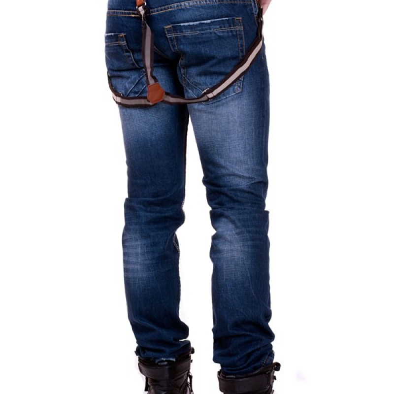 Сини мъжки дънки с тиранти