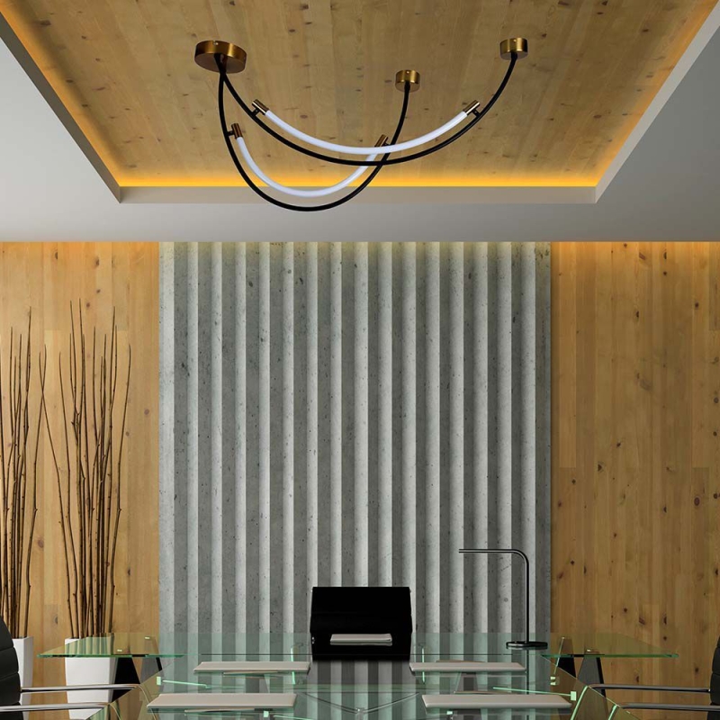 LED Полилей 20W Висящ Черно+Златно 4000K