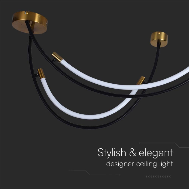 LED Полилей 20W Висящ Черно+Златно 4000K