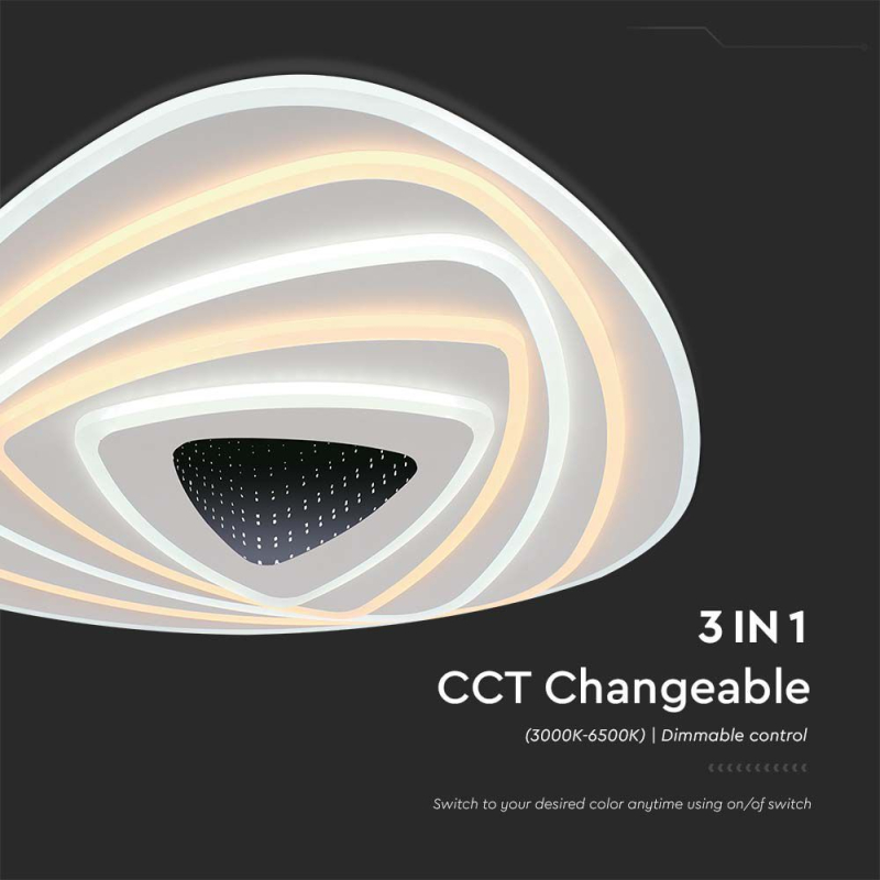 120W LED Плафон За Таван (51*50*7CM) CCT: 3000K+6000K Димираща + Дистанционно