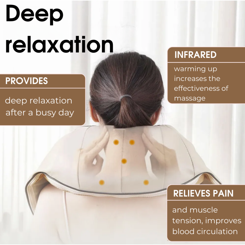 Шиацу масажор за гръб, рамене и врат ZENET-757 с функция за затопляне - Бежов