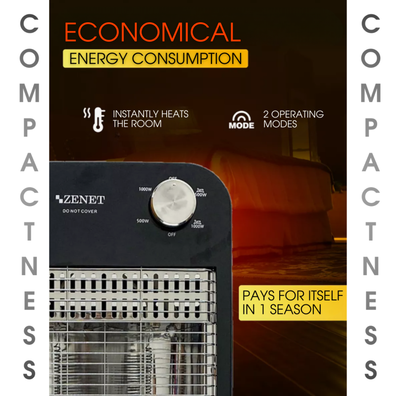 Карбонов инфрачервен нагревател за под Zenet 517, Черен, 1000W