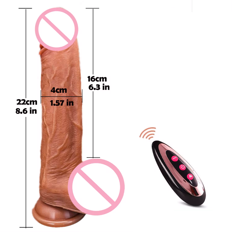 Реалистично телескопично дилдо с вибрации, подгряване и дистанционно
