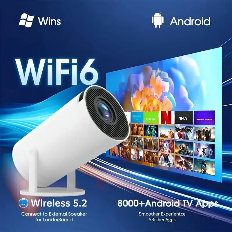 HY300 Смарт Прожектор с Android и WiFi 6 – 1080P HD, 180° ротация