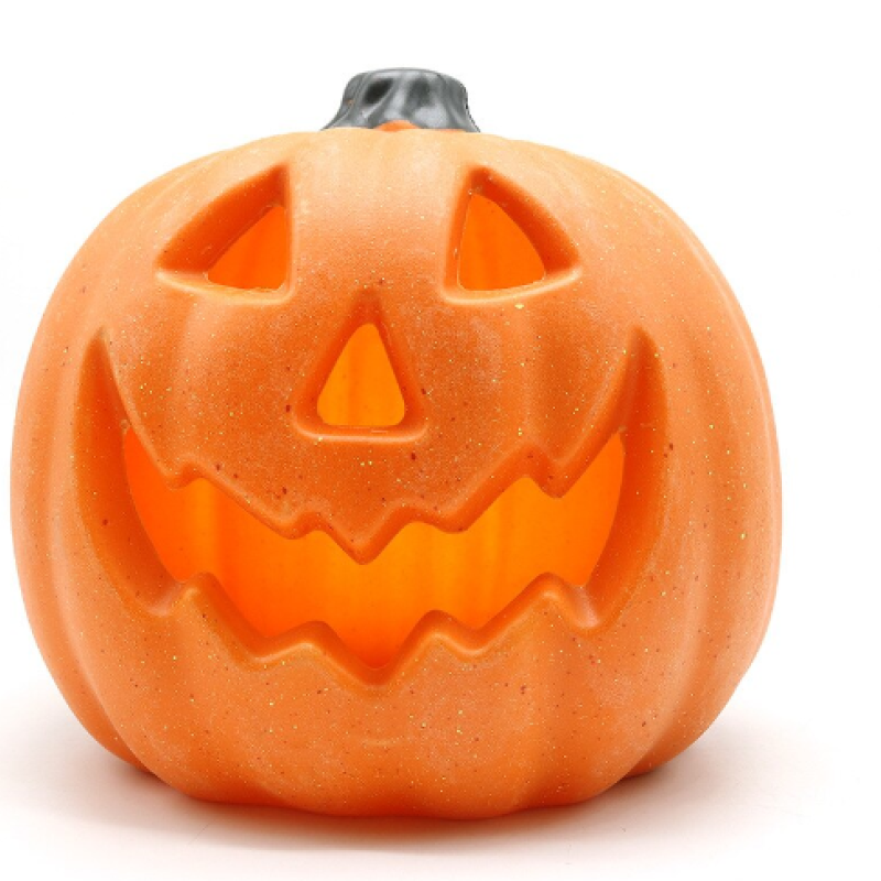 Комплект от 2 светещи тиквени фенера за Хелоуин, многоцветна светлина