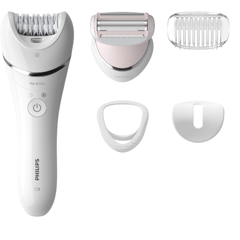 Епилатор Philips BRE710/00 – керамични дискове, 32 пинсети, 5 аксесоара, безжичен