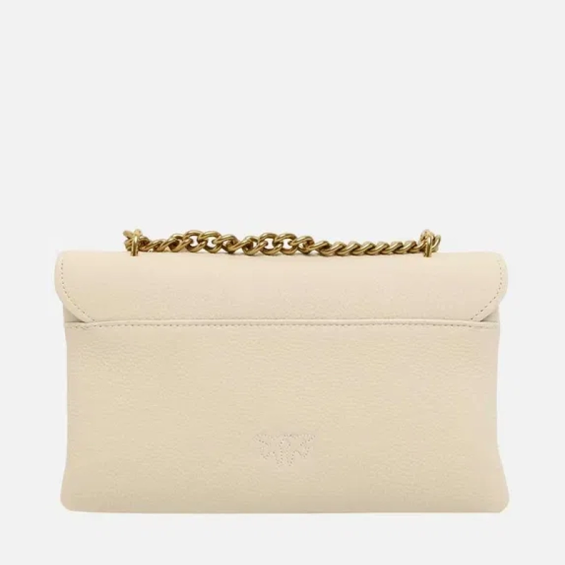 Бяла чанта Pinko leather shoulder bag