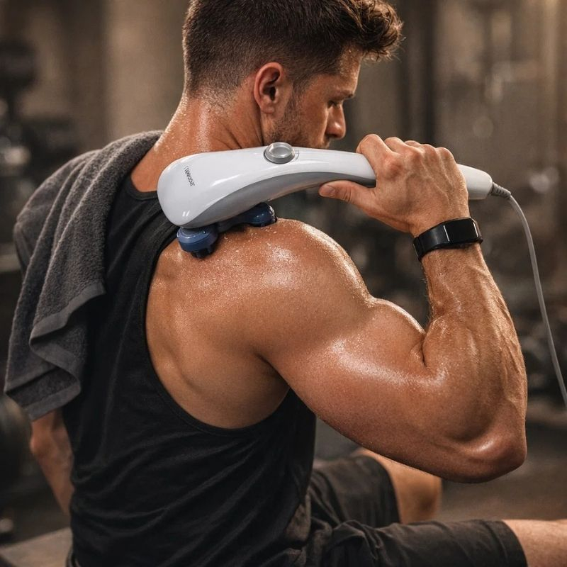 Ръчен масажор Zenet Zet-718 за цяло тяло бял с 10 приставки и различни режими