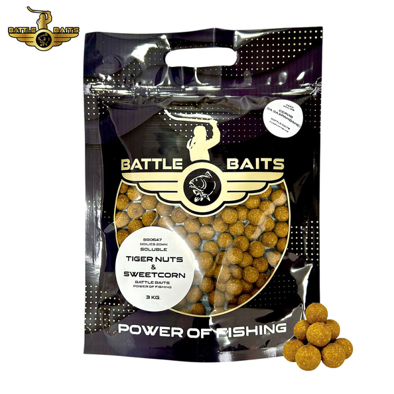 Протеинови топчета за захранване BATTLE BAITS Tiger Nuts & Sweetcorn 3kg